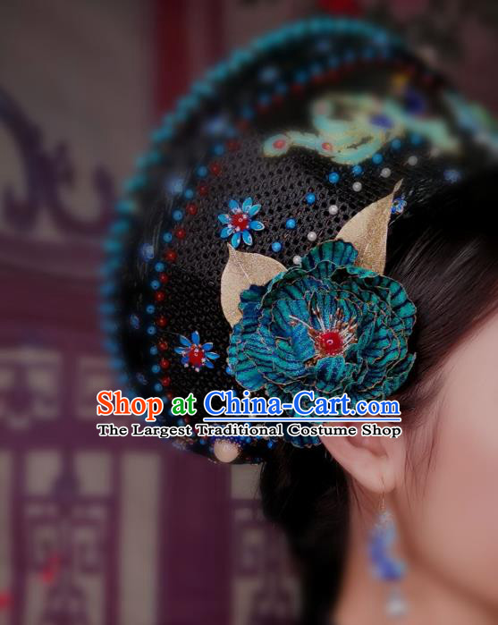 Handmade Chinese Qing Dynasty Queen Hat Hairpins Traditional Hanfu Hair Accessories Ancient Imperial Consort Head Wear for Women