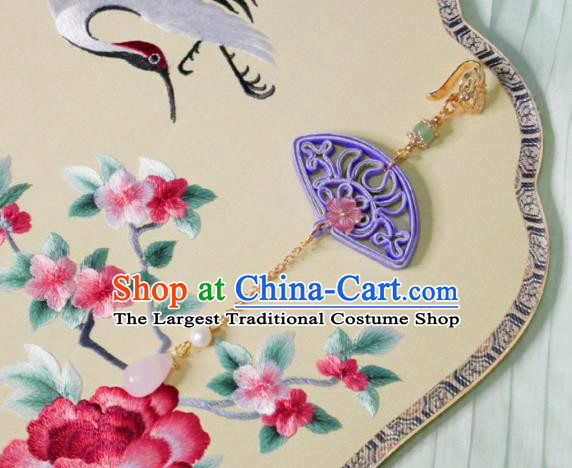 Chinese Classical Purple Silk Brooch Traditional Hanfu Cheongsam Accessories Handmade Tassel Breastpin Pendant for Women