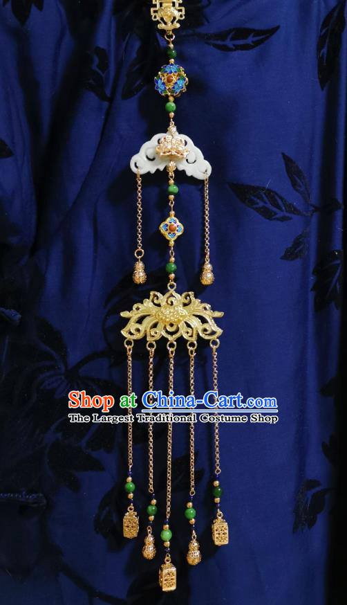 Chinese Classical Cloisonne Brooch Traditional Hanfu Cheongsam Accessories Handmade Golden Chrysanthemum Tassel Breastpin Pendant for Women