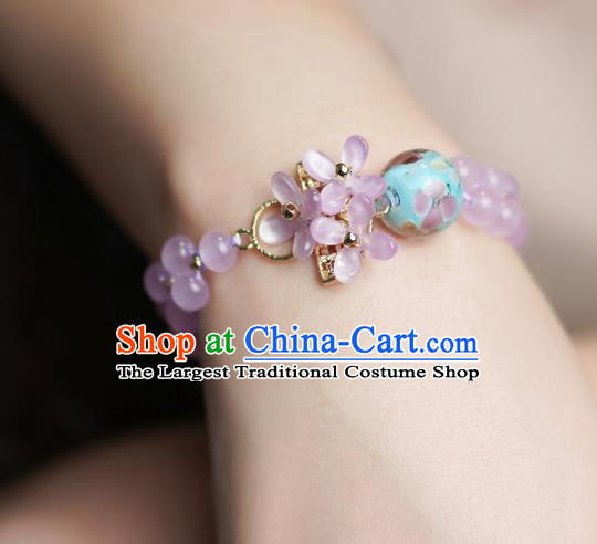 Handmade Chinese Traditional Violet Beads Bracelet Jewelry Accessories Decoration National Fragrans Bangle for Women