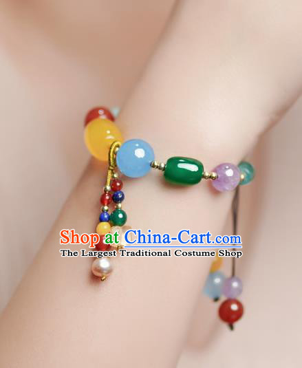 Handmade Chinese Traditional Colorful Beads Bracelet Jewelry Accessories Decoration National Bangle for Women