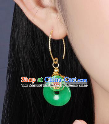 Traditional Chinese Peace Buckle Ear Accessories Handmade Eardrop National Cheongsam Green Earrings for Women