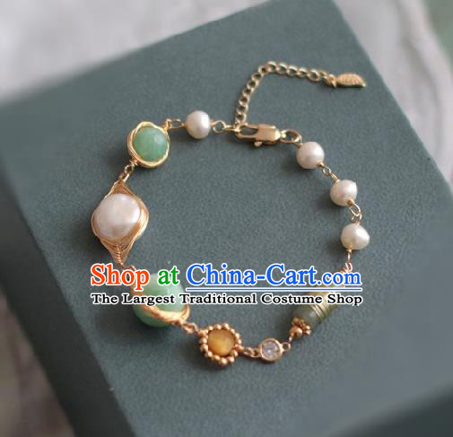 Baroque Handmade Jade Jewelry Accessories European Novel Design Pearls Bracelet for Women