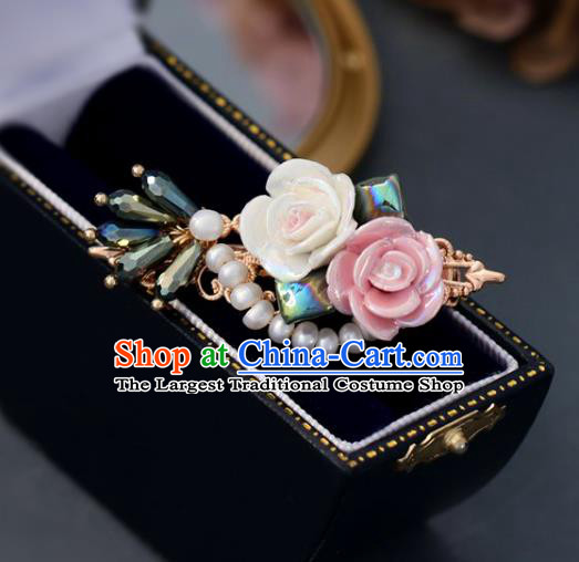 Handmade Retro Roses Hair Claw Top Grade Hair Accessories Pearls Hair Stick Hair Pin for Women