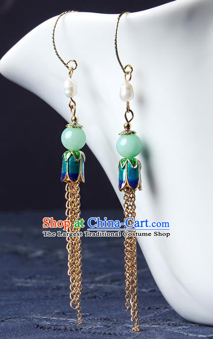 Traditional Chinese Long Tassel Ear Accessories Handmade Eardrop National Cheongsam Earrings for Women