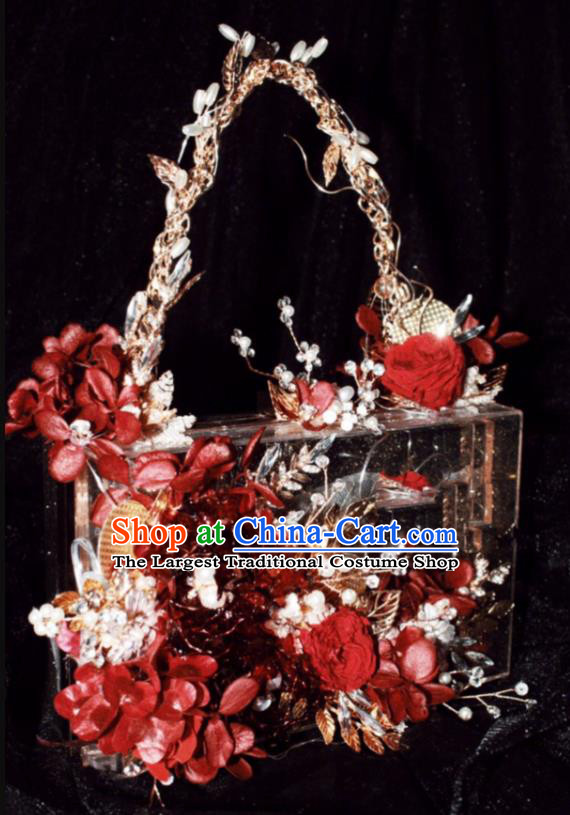 Baroque Princess Flowers Bag Handmade Wedding Accessories Photography Prop Bride Acrylic Handbag for Women