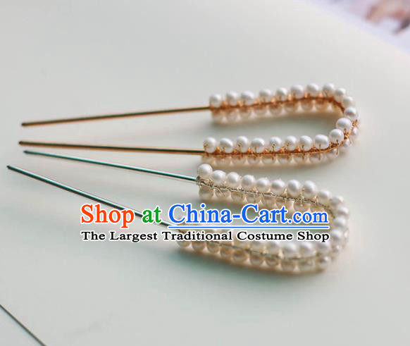 Handmade Chinese Classical Song Dynasty Hair Accessories Ancient Princess Pearls Hairpins Hanfu Headwear for Women