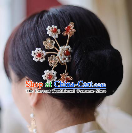 Handmade Chinese Classical Butterfly Hairpins Traditional Hair Accessories Ancient Ming Dynasty Hanfu Pearls Hair Clip for Women