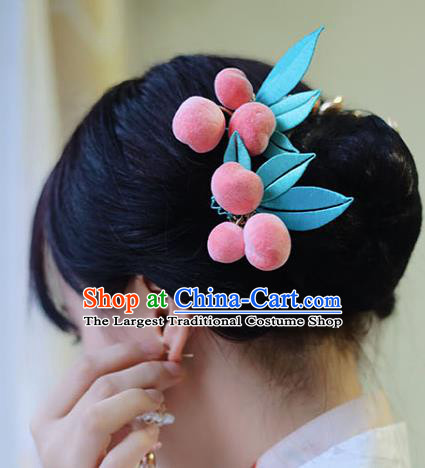 Handmade Chinese Classical Silk Hairpins Traditional Hair Accessories Ancient Hanfu Pink Peach Hair Claw for Women