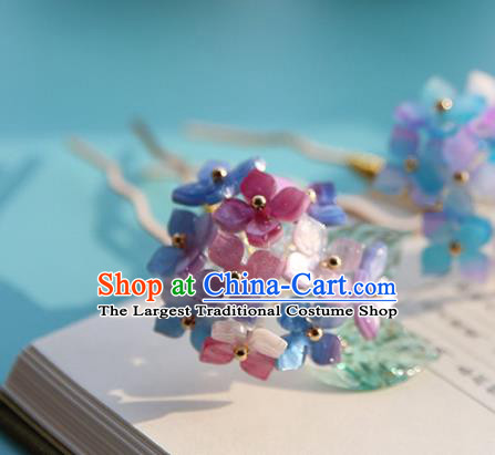 Handmade Chinese Classical Hydrangea Hairpins Traditional Hair Accessories Ancient Hanfu Hair Clip for Women