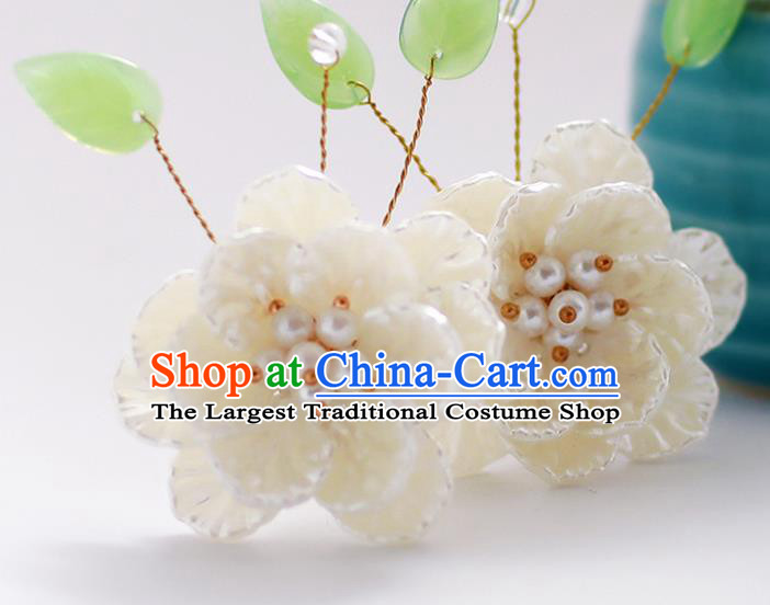 Handmade Chinese Classical Shell Peony Hairpins Traditional Hair Accessories Ancient Hanfu Hair Clip for Women