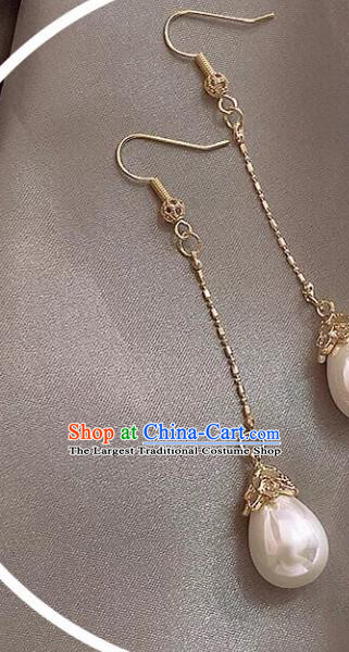 Chinese Handmade Hanfu Earrings Traditional Ear Jewelry Accessories Classical Pearl Tassel Eardrop for Women