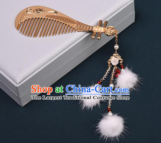 Chinese Traditional Hanfu Venonat Tassel Hair Comb Hair Accessories Handmade Tang Dynasty Golden Hairpins for Women