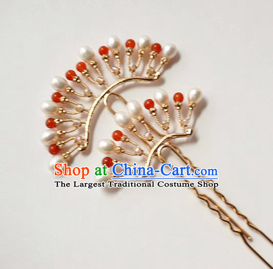 Handmade Chinese Tang Dynasty Hair Clip Traditional Hair Accessories Ancient Court Classical Golden Hairpins for Women