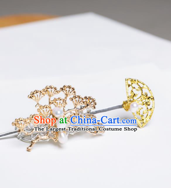 Chinese Traditional Ancient Swordsman Headwear Handmade Jin Dynasty Hairpin and Pine Hair Crown