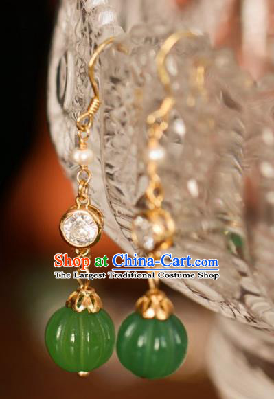 Chinese Handmade Hanfu Jade Earrings Traditional Ear Jewelry Accessories Classical Crystal Eardrop for Women