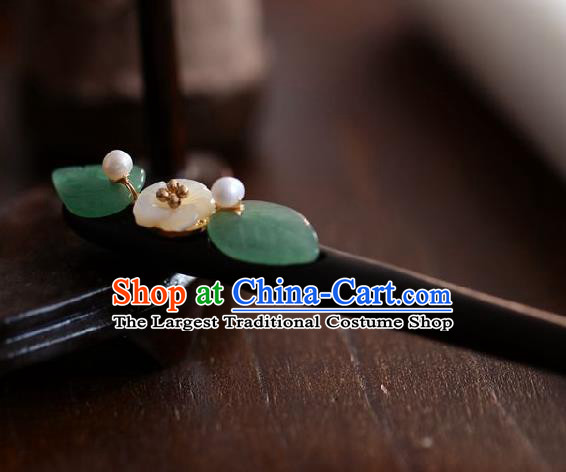 Handmade Chinese Cheongsam Aventurine Hair Clip Traditional Hanfu Hair Accessories Shell Ebony Hairpins for Women