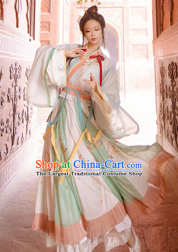 Traditional Chinese Jin Dynasty Noble Lady Hanfu Apparels Ancient Royal Princess Blouse and Skirt Historical Costumes for Women