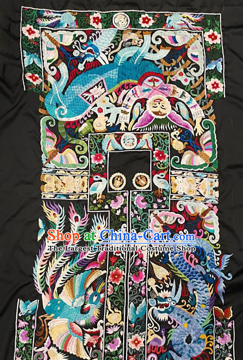 Chinese Traditional Embroidered Phoenix Dragon Fabric Patches Handmade Embroidery Craft Miao Ethnic Accessories Embroidering Applique