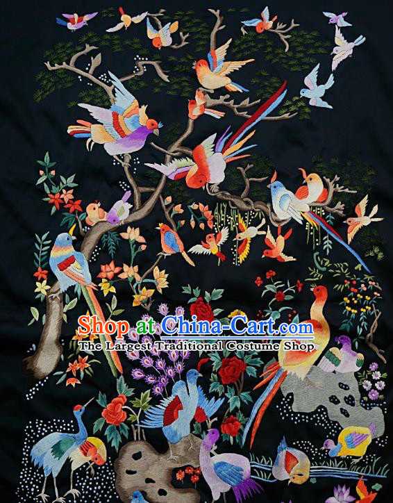 Chinese Traditional Embroidered Peacock Birds Fabric Patches Handmade Embroidery Craft Embroidering Silk Decorative Painting