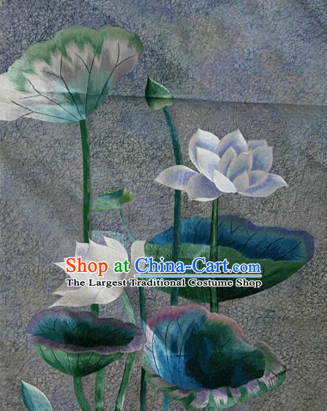 Traditional Chinese Embroidered Lilac Lotus Fabric Hand Embroidering Dress Applique Embroidery Veil Patches Accessories