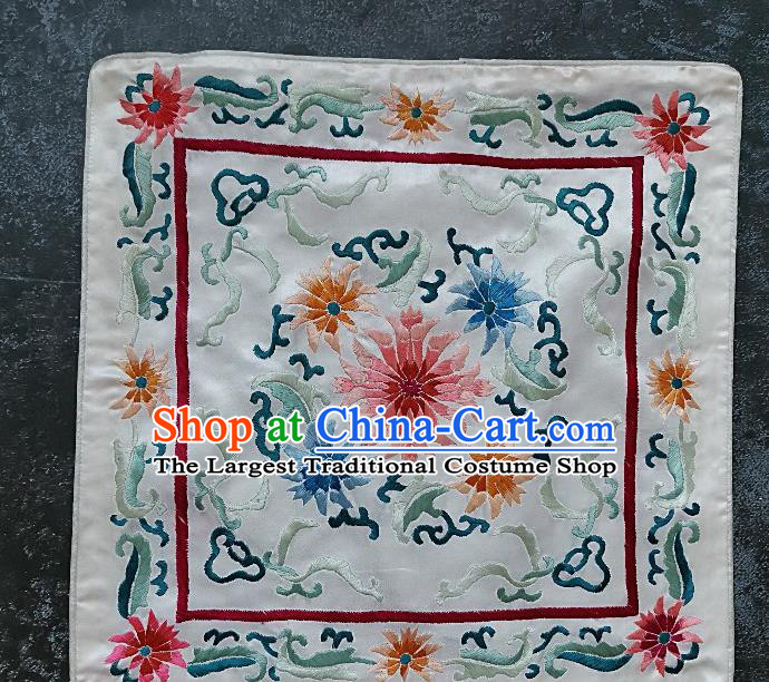 Traditional Chinese Embroidered Flowers Fabric Hand Embroidering Dress Applique Embroidery White Silk Patches Pillowslip Accessories