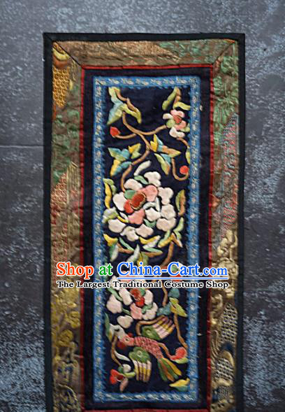 Chinese National Embroidered Flowers Bird Black Silk Paintings Traditional Handmade Embroidery Decorative Picture Craft