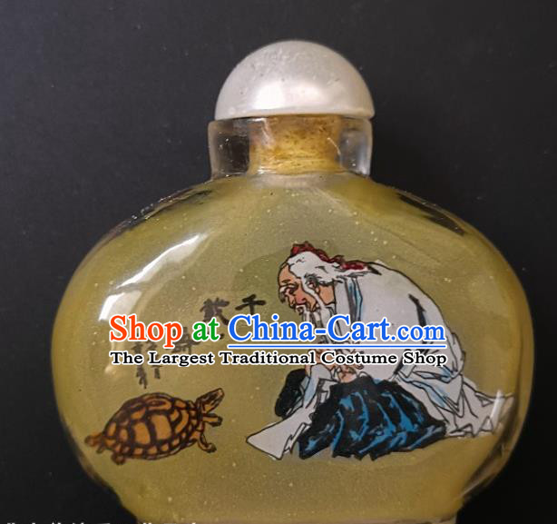 Chinese Handmade Snuff Bottle Traditional Inside Painting Old Man Tortoise Snuff Bottles Artware