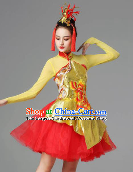 Traditional Chinese Folk Dance Dress Yangko Dance Stage Performance Costume for Women