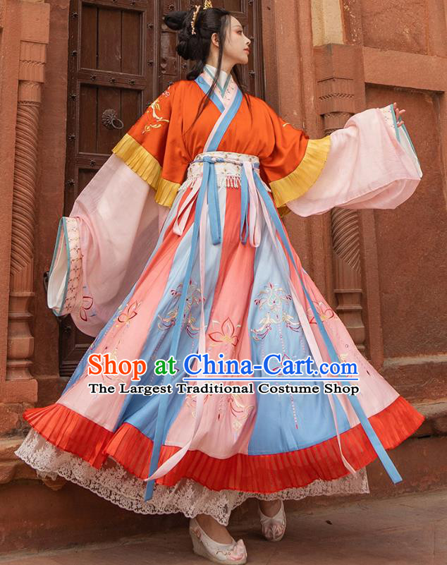 Traditional Chinese Jin Dynasty Royal Princess Hanfu Dress Apparels Ancient Goddess Historical Costumes Full Set for Women