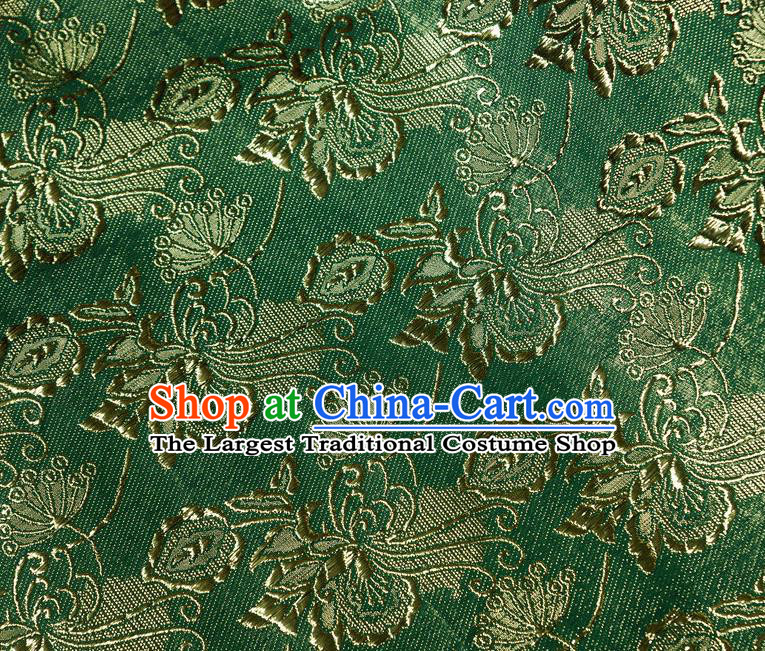 Chinese Traditional Flowers Pattern Design Green Brocade Fabric Tapestry Cloth Asian Silk Material