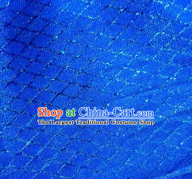 Chinese Traditional Argyle Pattern Design Royalblue Brocade Fabric Tapestry Cloth Asian Silk Satin Material