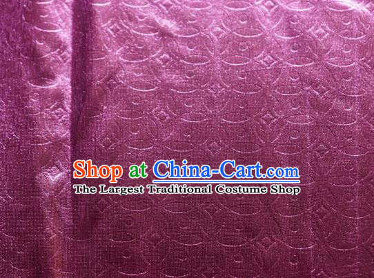 Chinese Traditional Copper Cash Pattern Design Deep Pink Spandex Fabric Cloth Material Asian Dress Anaglyph Drapery