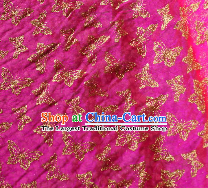 Chinese Traditional Butterfly Pattern Design Rosy Veil Fabric Cloth Organdy Material Asian Dress Grenadine Drapery