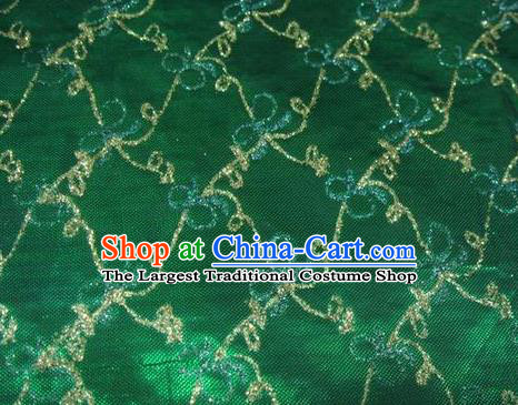 Chinese Traditional Gilding Bowknot Pattern Design Green Satin Fabric Cloth Crepe Material Asian Dress Brocade Drapery