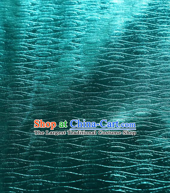 Chinese Traditional Anaglyph Pattern Design Lake Blue Spandex Fabric Cloth Material Asian Dress Drapery