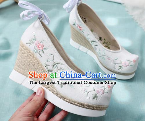 Chinese Traditional National Wedges Heel Shoes Cloth Shoes Embroidered Shoes Hanfu Shoes Women Shoes Handmade Shoes