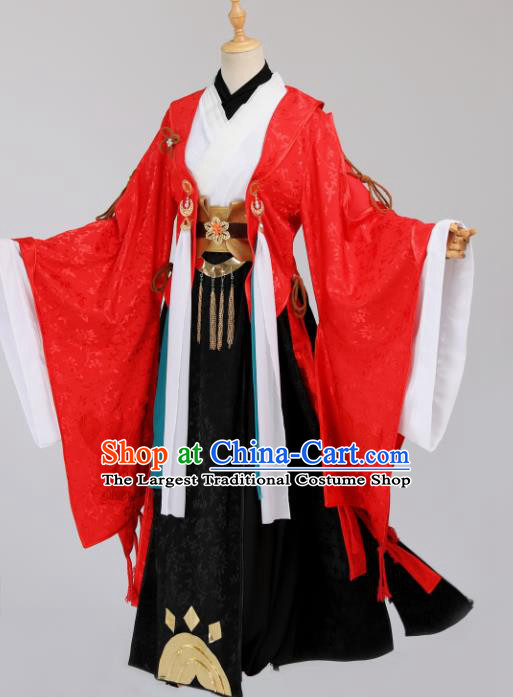 Traditional Chinese Cosplay Prince Red Costumes Ancient Swordsman Garment Childe Clothing for Men