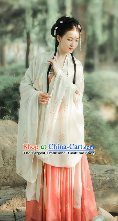 Traditional Chinese Tang Dynasty Noble Princess Costumes Ancient Palace Lady Hanfu Dress Embroidered Cape Blouse and Skirt Full Set