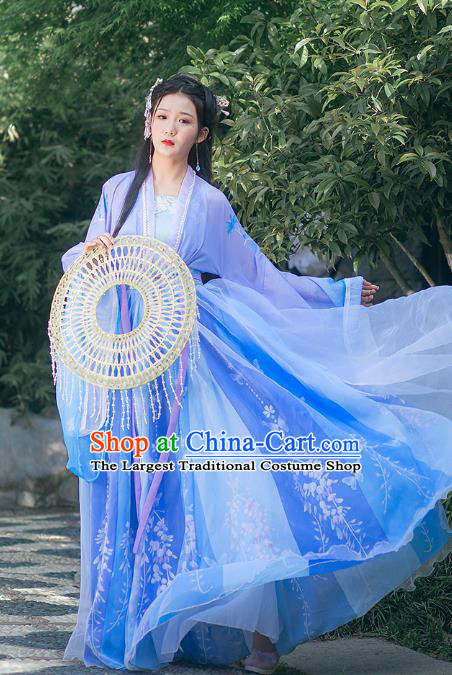 Traditional Chinese Tang Dynasty Royal Princess Costumes Ancient Goddess Purple Hanfu Dress Full Set for Women