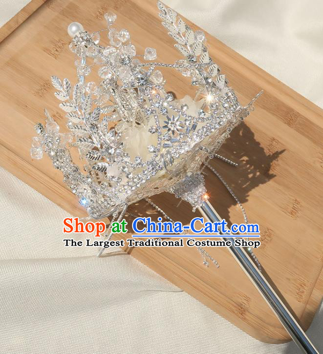 Top Grade Wedding Crystal Bridal Bouquet Handmade Baroque Queen Sceptre Bride Cane