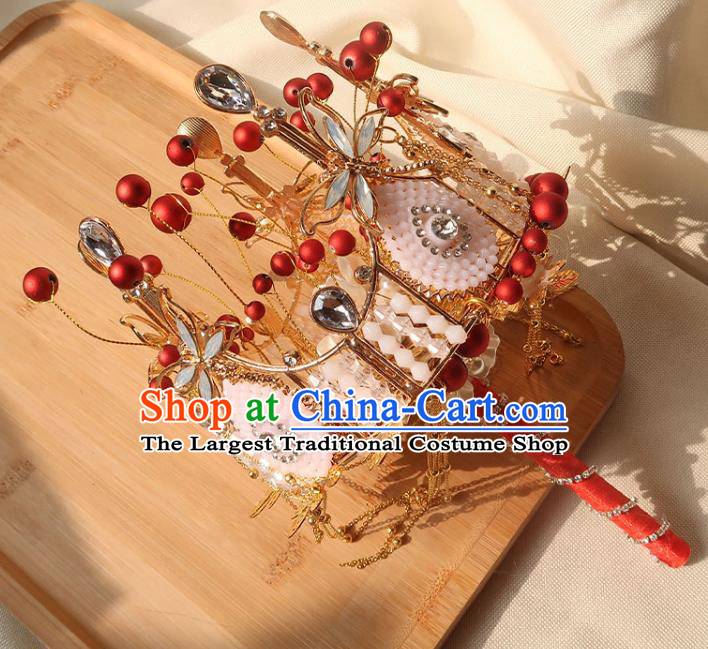 Top Grade Wedding Bridal Bouquet Handmade Bride Opal Dragonfly Cane Baroque Queen Red Sceptre