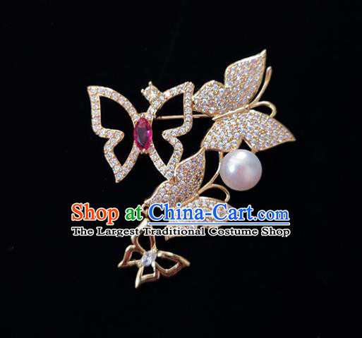 Top Jewelry Accessories Handmade Crystal Brooch Zircon Butterfly Breastpin