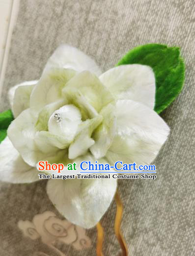 Handmade China Traditional Hanfu Hair Accessories Ancient Palace Hairpin Velvet Gardenia Hair Stick