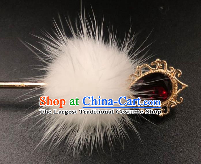 China Traditional Hanfu Venonat Hairpin Ancient Princess Red Crystal Hair Stick Ming Dynasty Hair Accessories