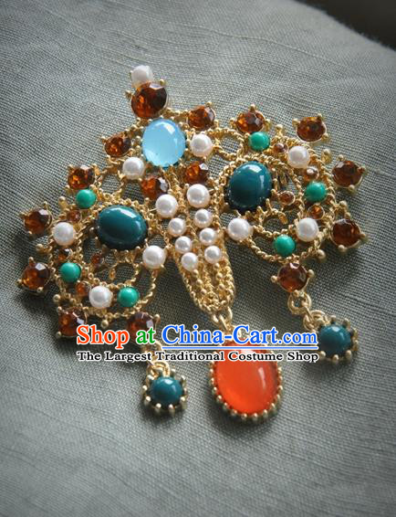 China Classical Cheongsam Gems Brooch Traditional Pearls Jewelry Accessories