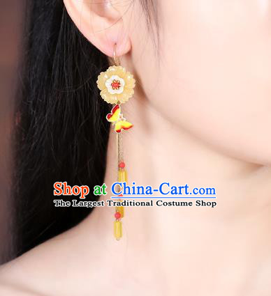 Chinese Classical Enamel Butterfly Ear Accessories Traditional Cheongsam Sakura Earrings