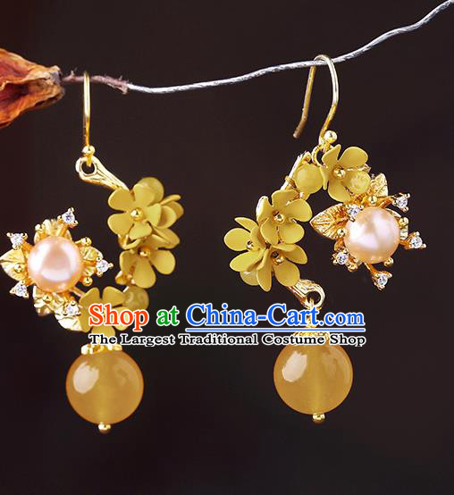 Chinese Classical Pearls Ear Accessories Traditional Cheongsam Osmanthus Earrings