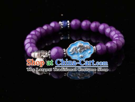 Handmade Chinese Amethyst Bangle Jewelry Traditional National Bracelet