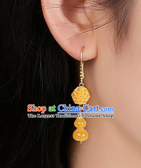 Chinese Classical Beeswax Gourd Ear Accessories Traditional Cheongsam National Earrings